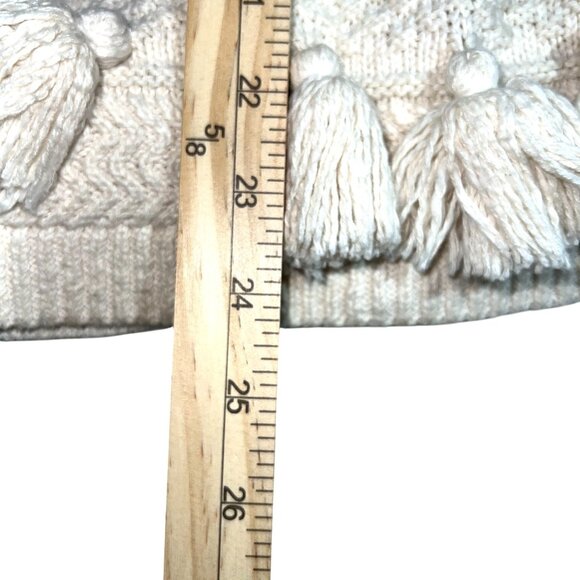 Kate Spade New York Beige Knit Sweater With Tassel Hem Medium - Picture 12 of 13